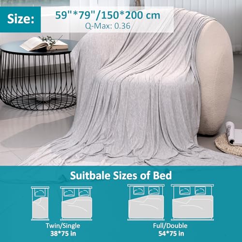 Uplayteck Bambusfaser Kühldecke 150 x 200 cm, 2 in 1 Doppelseitig Kühlende Decket mit Arc-Chill Q-Max0.36 Kühlfasern, Naturfaser Sofa Cooling Blanket für Kinder, Haustiere, Erwachsene