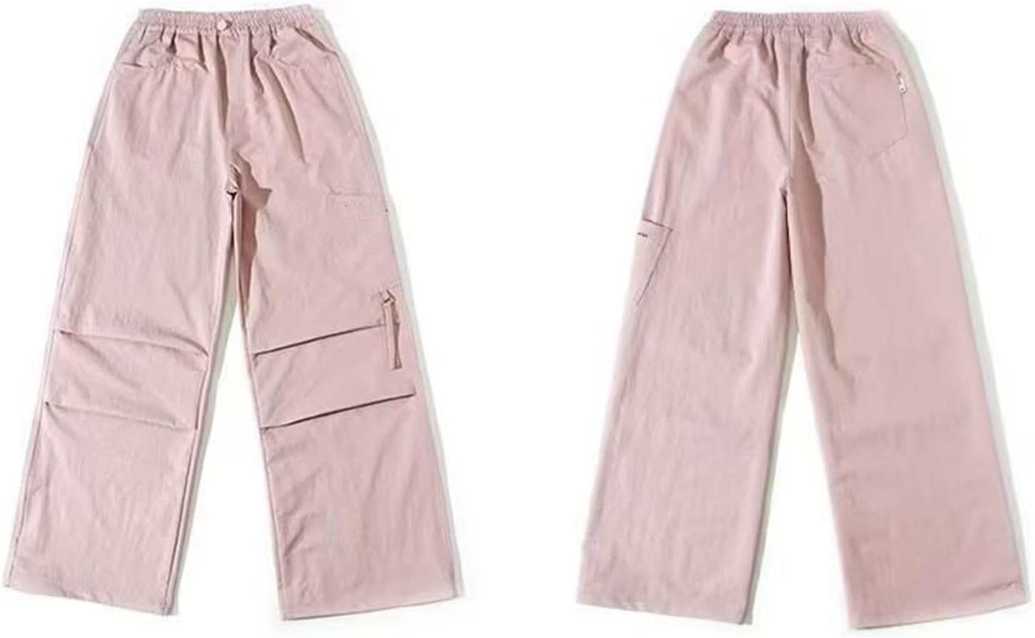 Girls Baggy Cargo Pants Wide Leg Elastic High Waist Casual Parachute Pants Straight Lightweight Breathable Hiking