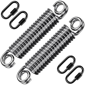 SELEWARE Heavy Duty Swing Springs for Hammock Chair, Porch Swing, Hammock Stands Mount, Double Closed Ring Design Up to 500 lbs, w/Locking Carabiners(2 Pack) SELEWARE Heavy Duty Swing Springs for Hammock Chair Porch Swing Hammock Stands Mount Double Closed Ring Design Up to 500 lbs wLocking Carabiners2 Pack