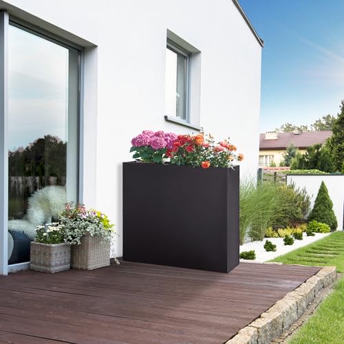 casa.pro Pflanzkübel Vaargel Blumentopf 82 x 90 x 30 cm Pflanzkasten Pflanzentopf rechteckig Blumenkasten Blumenkübel Outdoor Blumentopf Stahl Schwarz