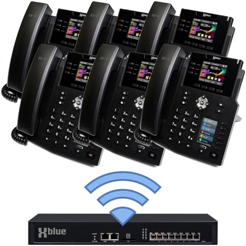 XBLUE Wireless QB2 Small Business Phone System Bundle with (6) IP9g VoIP Phones - Includes Auto Attendant, Voicemail, Remote Worker Extensions, Caller ID, Conference, Paging & Intercom