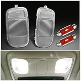 MbuyDIY Interior Map Dome Light Cover Lens Overhead Console with White LED lights bulbs Compatible with 2002-2009 Dodge Ram 1500 2500 3500