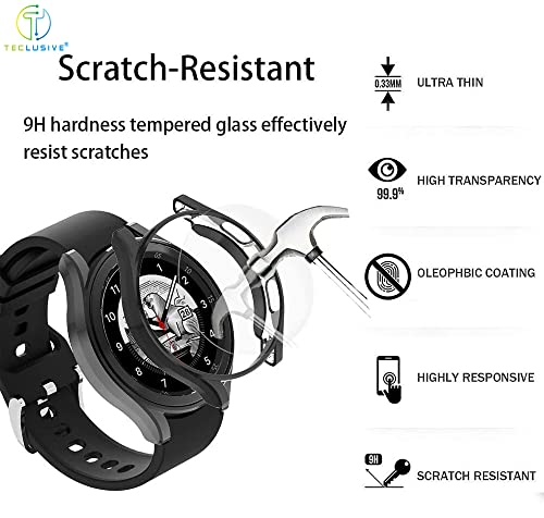 Image of T TECLUSIVE Slim Curved Protective Cover with Tempered Glass Compatible for Galaxy Watch 4 44mm | Shockproof 360 Degree Protection Case with Tempered Glass (44MM, Green)