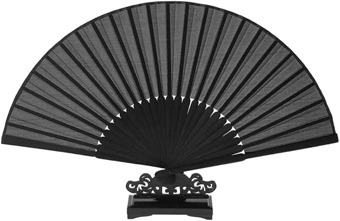 Fächer Schwarz Handfächer Fecher Festival Outfit Damen Hand Fan Fächer Hochzeit Gastgeschenke Hochzeit Deko Rave Outfit Damen Mini Klein Wandfächer Chinesischer Saunafächer (1)