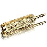 Passgenauer 3,5 mm Klinkenstecker – Adapter für 6,35 mm Buchsen bzw. AUX-Eingänge. Problemlose Übertragung von Ton bzw. Musik in Studio Qualität