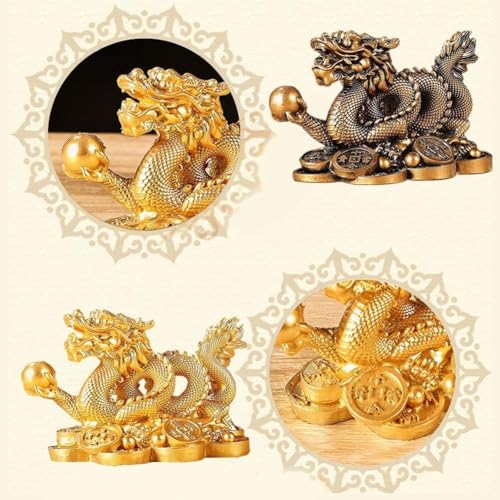 Estatua Pequeña de Dragón Feng Shui 11 cm Rojo miniatura 4