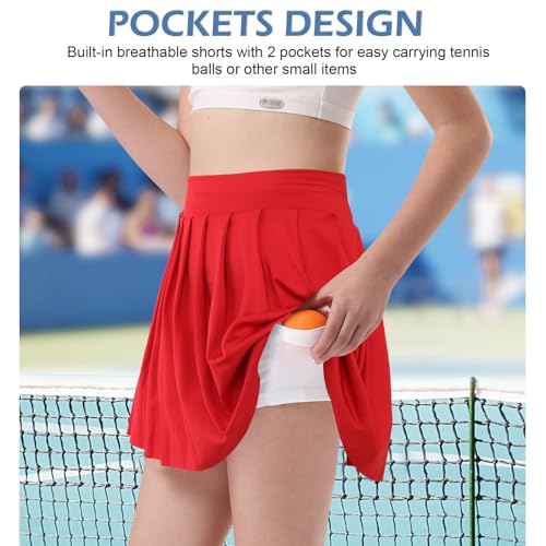Image of Bezioner Girls Tennis Skirt A-Line Pleated Skirt with Shorts Pocket Uniform Skort for Golf Athletic Cheerleading
