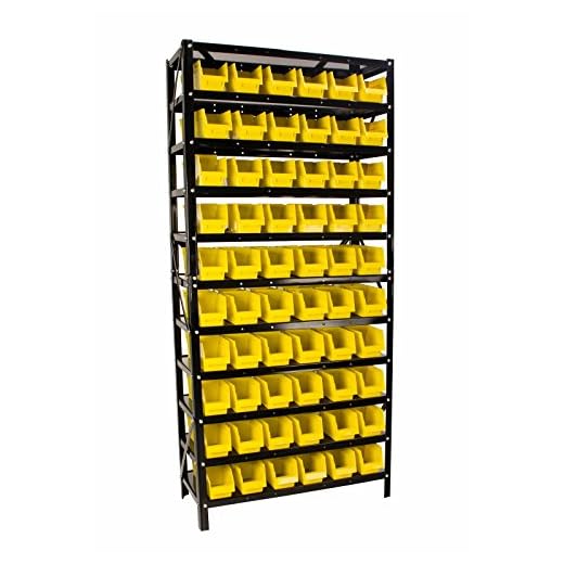 Steel Dragon Tools® TLPB60 60 Parts Bin Shelving Organize with Plastic Bins for Garage, Shop, and Home Storage