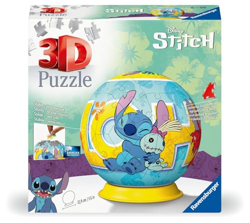 Ravensburger Puzzle 3D 11596-Puzzle de Pelota de Disney Stitch para Adultos y niños a Partir de 6 años (11596)