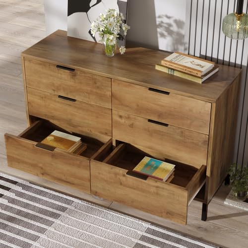 SogesHome Cassettiera con 6 cassetti, 120 x 40 x 76 cm, in rovere scuro
