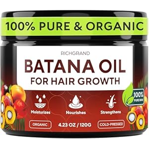Batana Oil for Hair Growth – 100% Raw & Organic Dr Sebi Batana Oil – Cold-Pressed & Pure Unrefined Batana Hair Mask for Women & Men – Enhances Hair Thickness, Prevents Loss, Repairs Split Ends