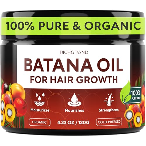 Batana Oil for Hair Growth – 100% Raw & Organic Dr Sebi Batana Oil – Cold-Pressed & Pure Unrefined Batana Hair Mask for Women & Men – Enhances Hair Thickness, Prevents Loss, Repairs Split Ends