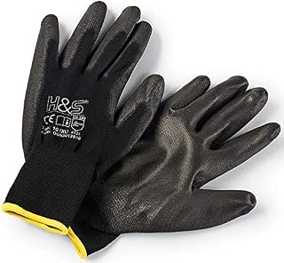 EETOOLS 12 Pairs Work and Gardening Gloves - Black Nylon PU Coated Workwear Gloves for Builder, Gardener, Mechanic, Construction, Warehouse etc - SIZE 9 ( L - LARGE)
