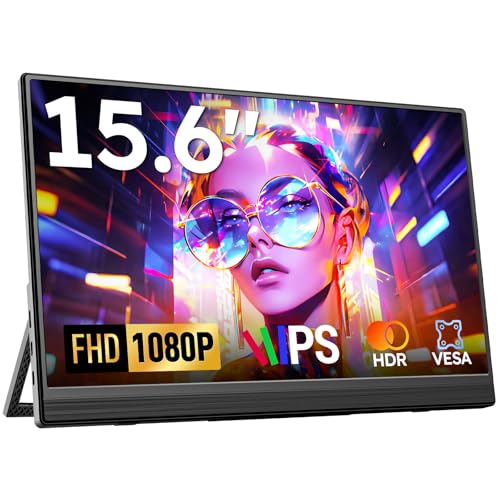 【2026モデル】モバイルモニター Omiodo 15.6インチ ポータブルモニター 1920x1080FHD IPS HDR 超薄 軽量 自立式 モバイルディスプレイ VESA対応 スピーカー内蔵 Switch/PS5/Xbox/PS4/スマホ/Windows/Mac 対応 ノートPC サブモニター 非光沢 携帯ディスプレイ (黒)