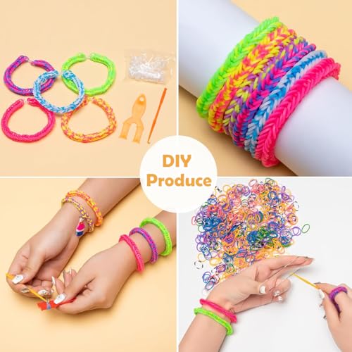 Image of PATPAT Loom Rubber Band Bracelet Making Kit, 13-Color Elastic Woven Rubber Bands Bracelet Making Set with Assorted Charms, DIY Jewelry Craft Set with Beads, Cords & Accessories for Kids and Adults