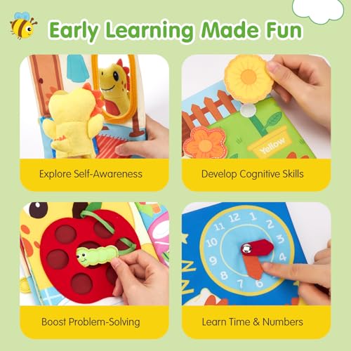 Image of hahaland Busy Book for Toddlers 1-3 - Dinosaur Soft Fabric Activity Books | hahaland Busy Book for Toddlers - Dinosaur Soft Fabric Activity Books
