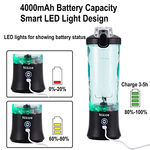 Portable Blender, Personal Blender for Shakes and Smoothies, 20 Oz BPA Free Cup, Waterproof Blender with USB Rechargeable can crushes ice (Black) - Image 5