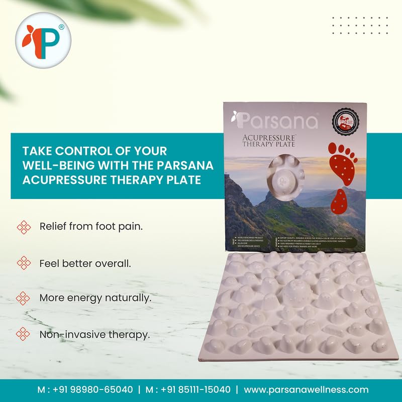 Image of Parsana Acupressure Therapy Plate, Clinically Tested, Acu Mat for Feet Massager, Helps with - Muscles /Joint Pain, Flexibility, Hormonal Balance, Blood Circulation & Overall Health Management, Reflexology Set - Pack of 1