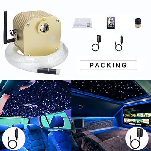 Image of AZIMOM Bluetooth /APP Control 16W Twinkle Fiber Optic Lights Star Ceiling Lighting Kits 550pcs*0.03in13.1ft Fiber Strands RGBW Music Sound Control Light Engine Home Indoor Car Interior Decor
