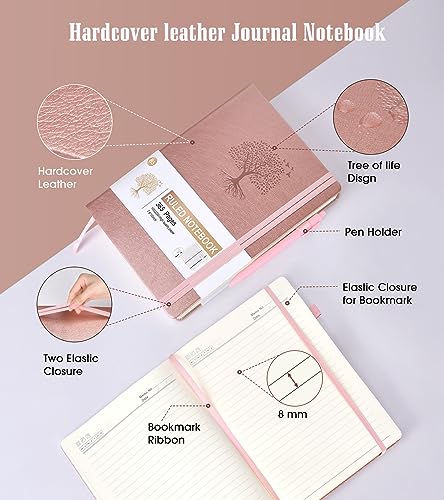 Image of Lined Journal Notebook, 365 Pages B5 Large Journals for Writing Ruled Notebook, Pink Hardcover Leather Journals for Women Men, Daily Notebook for Work, Note Taking, 100Gsm Thick Paper( 7.6'' X 10''