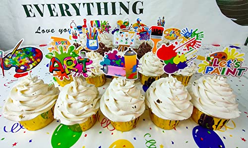 36Pcs Art Paint Party Cupcake Toppers Paint Brush Cupcake Picks Art Party Cake Decoration For Art Painting Theme Birthday Party Baby Shower Paint Splatter Party Supplies #TOP5