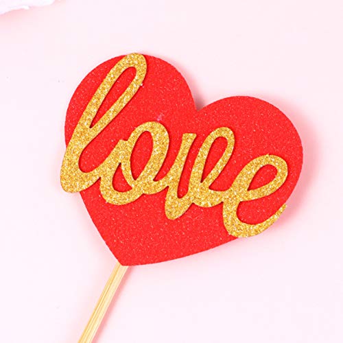 Angoily 20Pcs Amor Do Coração Bolo Toppers Glitter Decorações Do Bolo de Coco Do Queque Do Casamento
