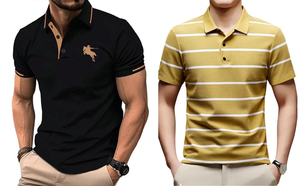 Image of TAGAS Men's Short Sleeve Polo Shirt, Button Up Collar | T-Shirt for Mens | Casual T Shirt for Men | (MT-7)