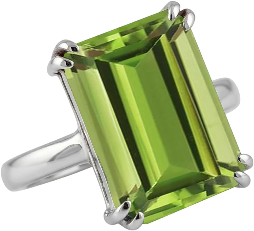 10x14MM Emerald Cut Gemstone Birthstone Solitaire Engagement Ring for Women 925 Sterling Silver Art Deco Jewelry Wedding Anniversary Promise Gift for Her