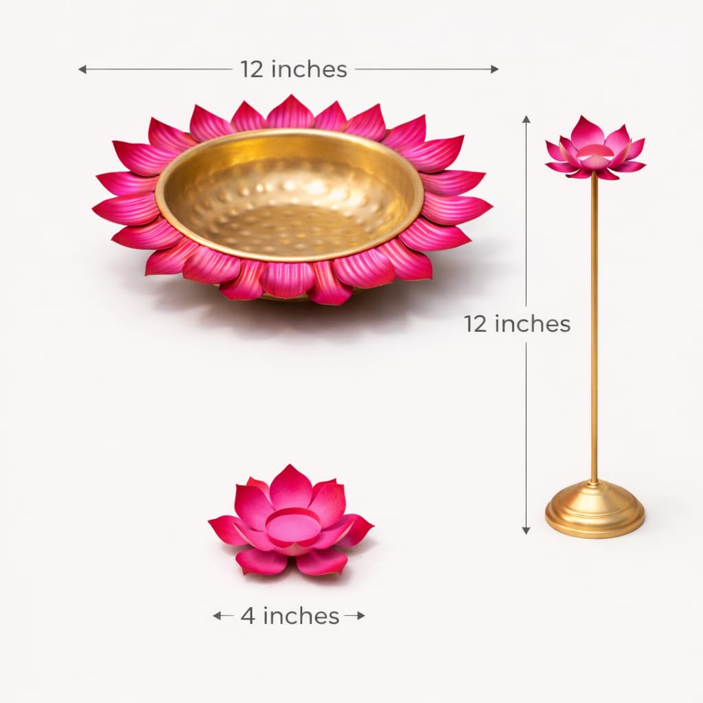 Lotus Urli Bowl Set - Diwali Decor & Wedding Centerpieces -7 Lotus Urli Bowl Set - Diwali Decor & Wedding Centerpieces -7