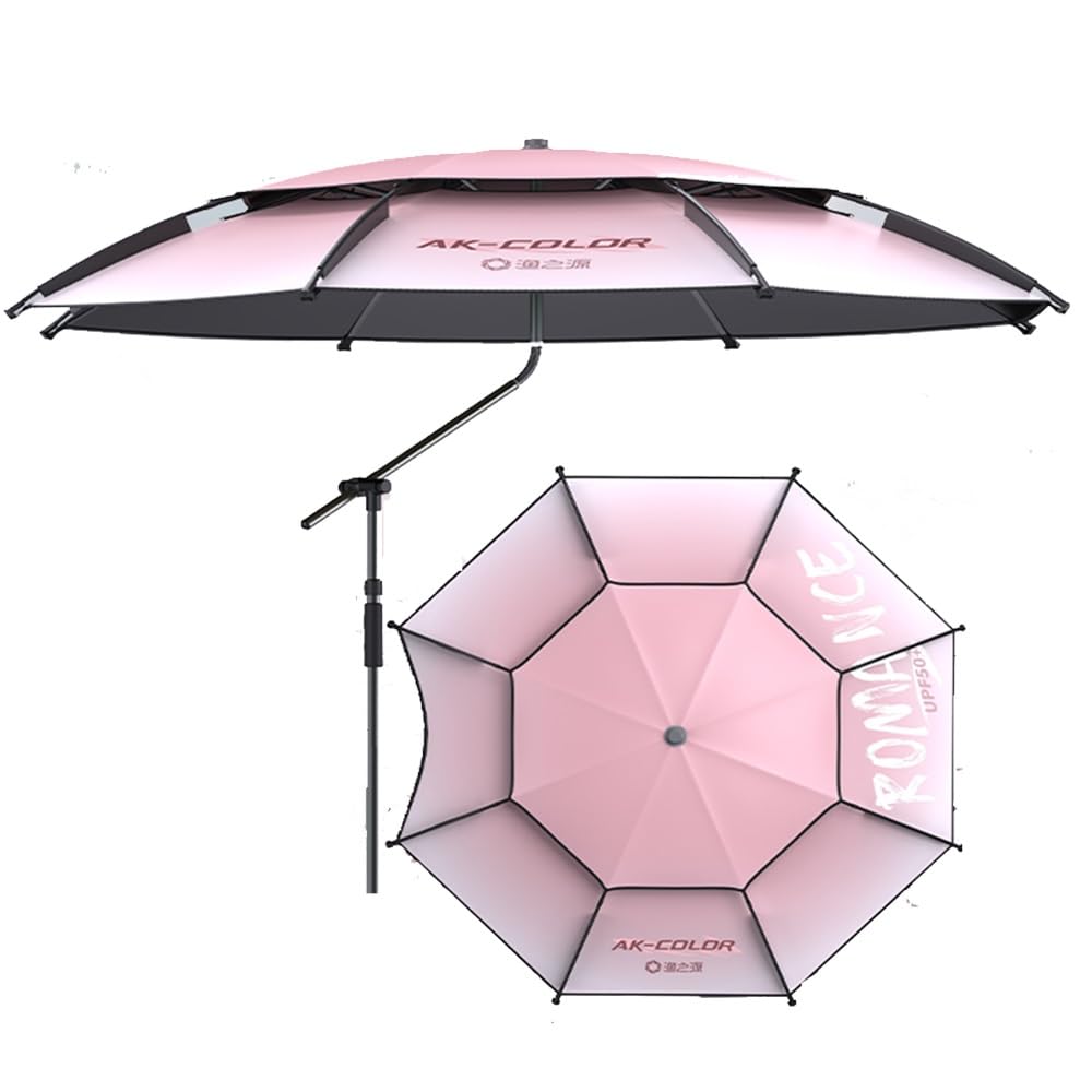 Ombrellone da pesca 6,5 piedi/7,2 piedi/7,8 piedi con inclinazione superiore, ancoraggio per sabbia, borsa per il trasporto, ombrellone da spiaggia con rotazione a 360° (rosa, 2,4 m/7,8 piedi)