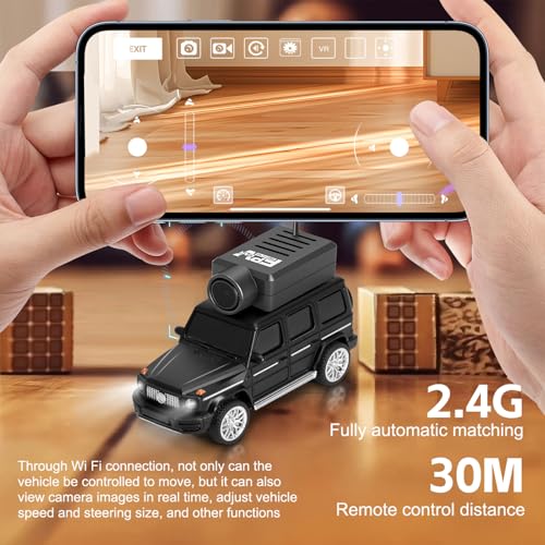 Image of GoolRC WLtoys 6406 Mini RC Car, 2.4GHz 1:64 Scale FPV Remote Control Car with Camera 720P, APP Control Vehicle with LED Lights for Adults, Without Remote Controller (Black)