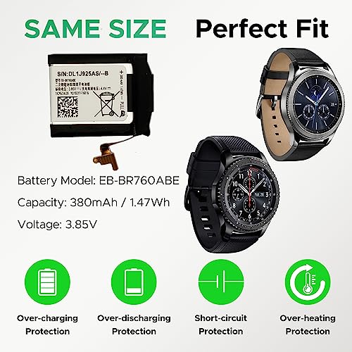 GREEN FUSION EB-BR760ABE Smartwatch Replacement Battery Compatible with Gear S3 Frontier & Gear S3 Classic Smartwatch SM-R765A/F/S, SM-R775A/S, SM-R770with Installation Instruction & Repair Toolkit