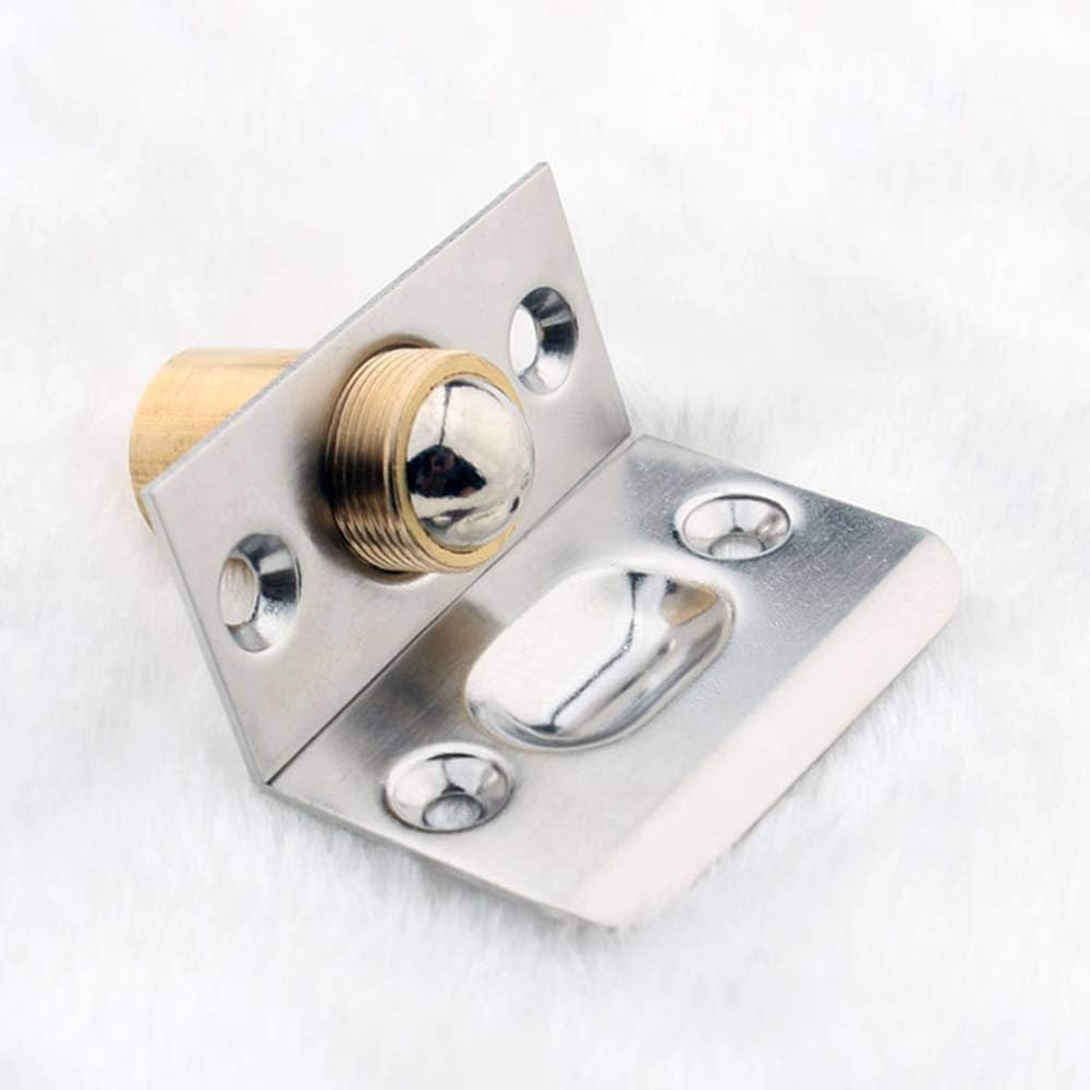 2 Pack Closet Door Ball Catch Hardware - Steel Catch Adjustable with Strike Plate, Brushed Satin Finish