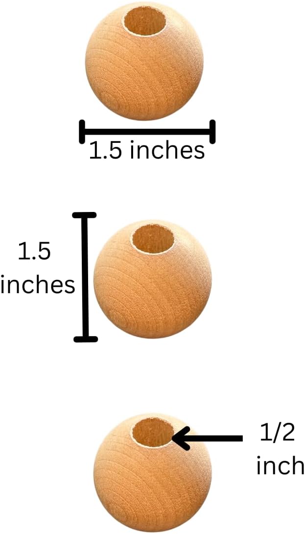 Wood Dowel Caps, 1-1/2 inch Diameter, 1/2 inch Hole, Unfinished, for 1/2 inch Dowel Rods (12) - Image 2
