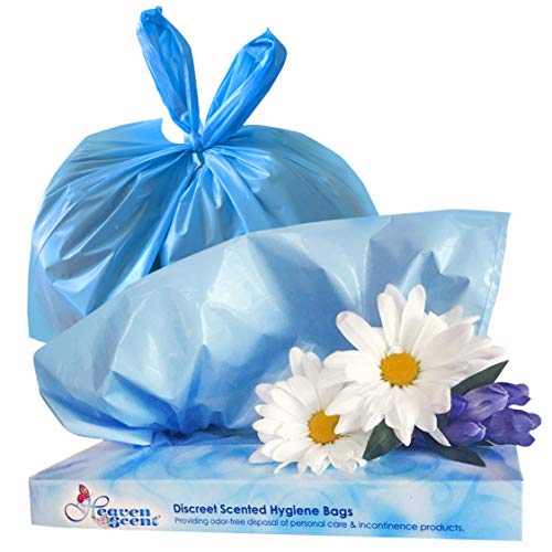Heaven Scent Hygiene Bags 1.5MIL ULTRA-THICK Discreet Waste Disposal | Made in the USA | Mild Baby Powder Scented Trash Bags for Adult Briefs & Feminine Products – Small, 50 Bags