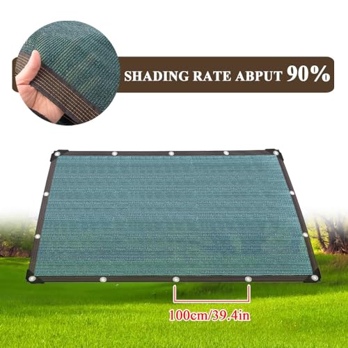 90% Shading Shade Cloth Green Shade Cover 3.3X16.4FT 9.9X23FT 13X49.2FT 19.7X65.6FT 26X32.8FT Sun Shade Net for Plant Covers, Swimming Pools, Patios, and Yards (Size : 19.7x19.7ft)
