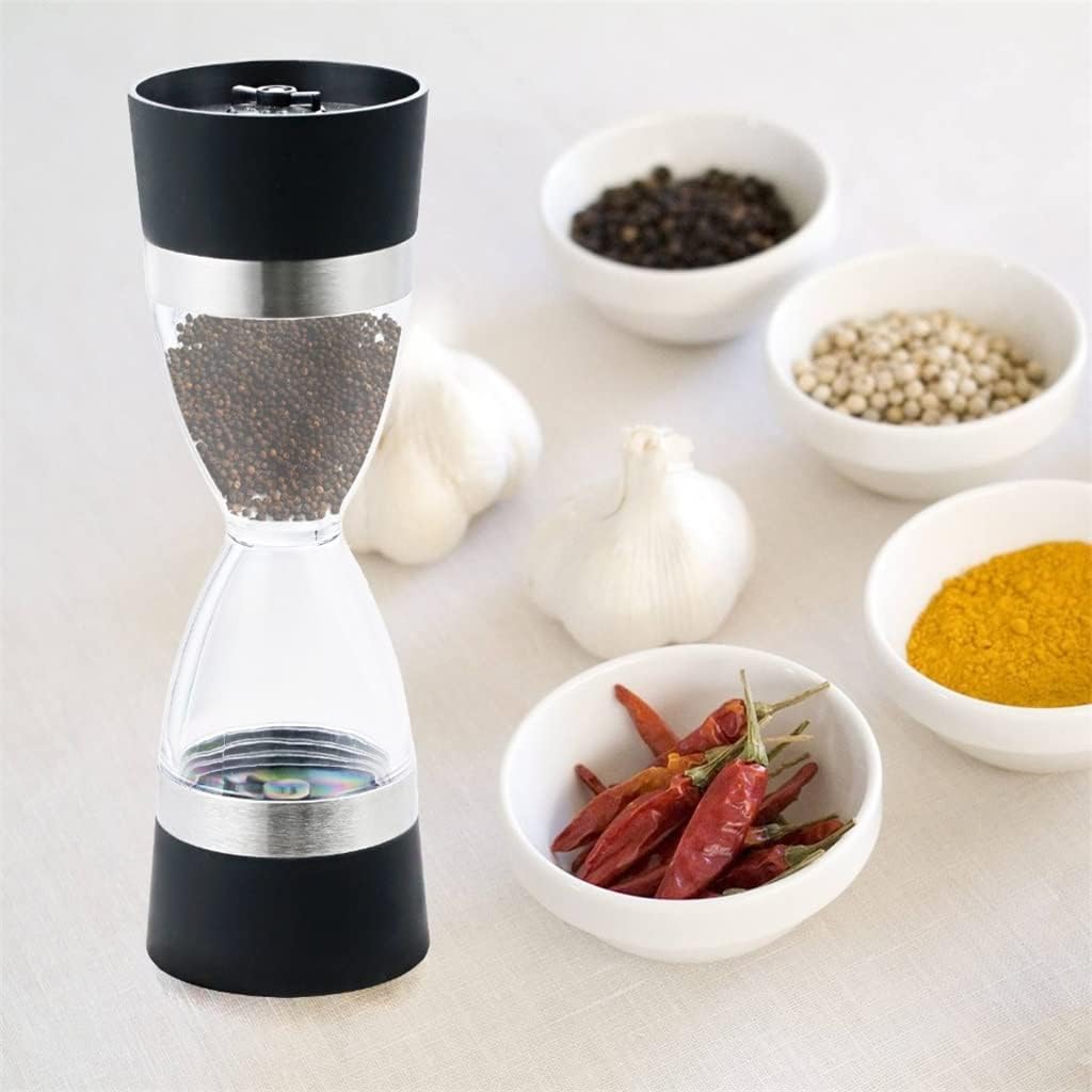 Manual Pepper Mill Grinder 2 in 1 Hourglass Design Pepper Salt Spice Grind Tool Acrylic mills BBQ Tool Kitchen Accessaries
