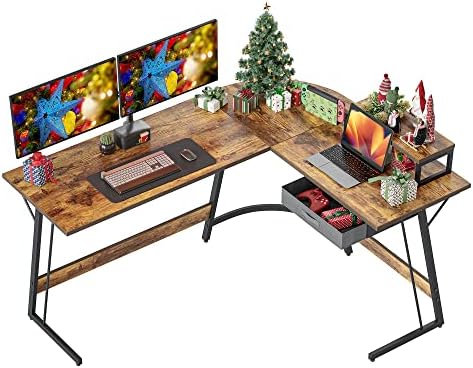 CubiCubi 59 x 47 inch L-Shaped Desk Computer Corner Desk, 59.1" Home Office Writing Study Workstation with Small Table, Space Saving, Easy to Assemble