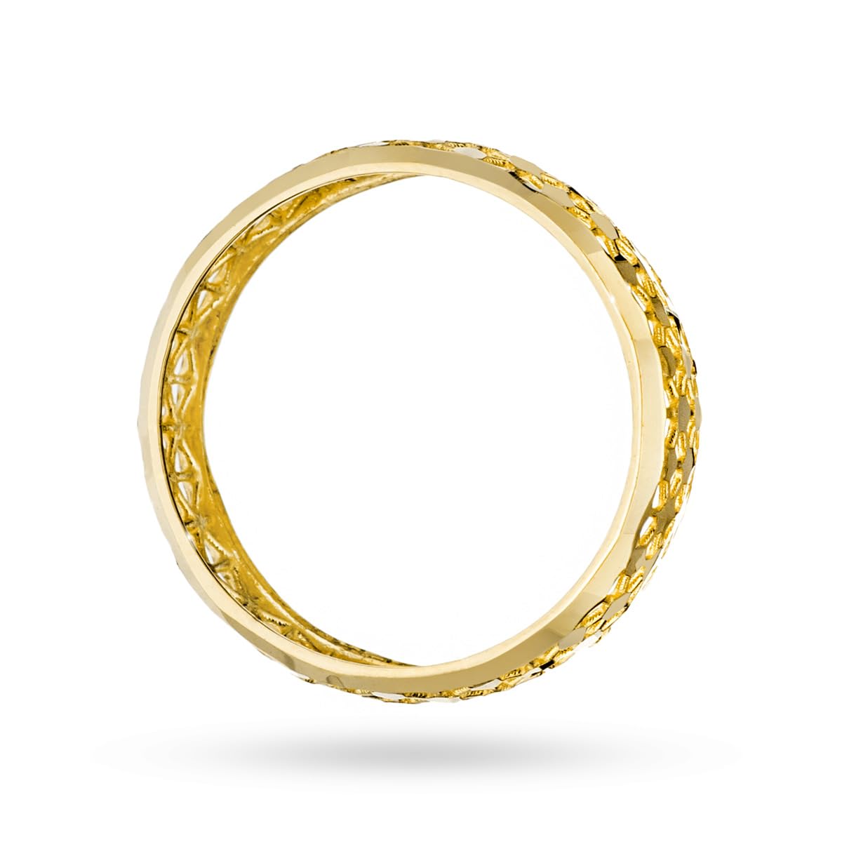 MARKO Goldring Damen 585 Echtgold 14K breiter Ring mit Blütenmuster