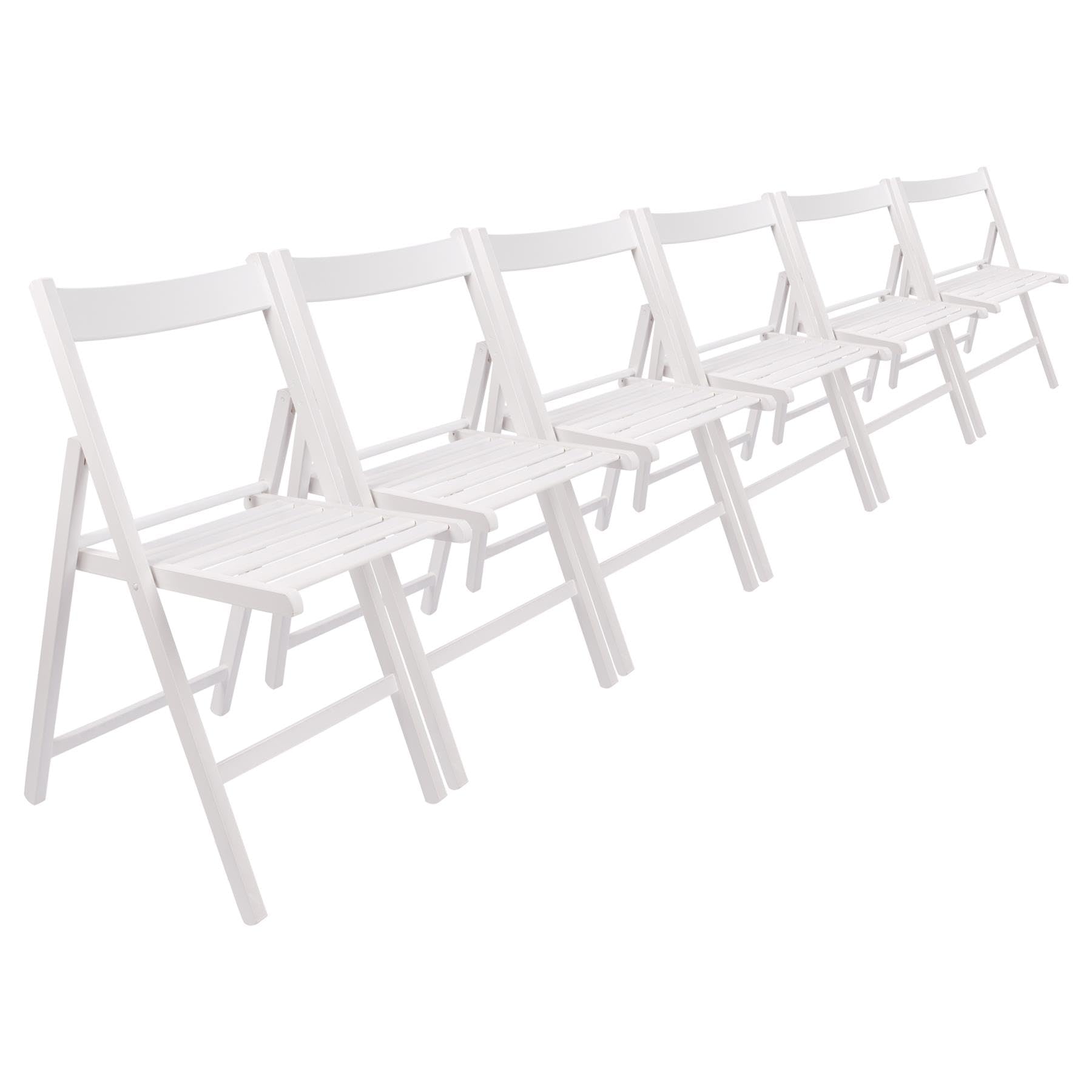 Harbour Housewares 6X Blanco Madera de Haya Sillas Plegables - Interior Hogar Oficina Escritorio de Computadora Cocina Comedor Conjunto de Asiento de Madera