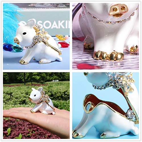 Waltz&F White Pig With Bowknot Handcrafted Pewter Trinket Box Ring Holder Decorative Figurine Collectible #TOP2