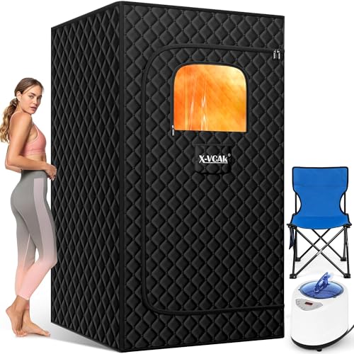 X-Vcak Upgraded Portable Sauna for Home，Relaxation, Steam Sauna for Home with Steamer, Remote...