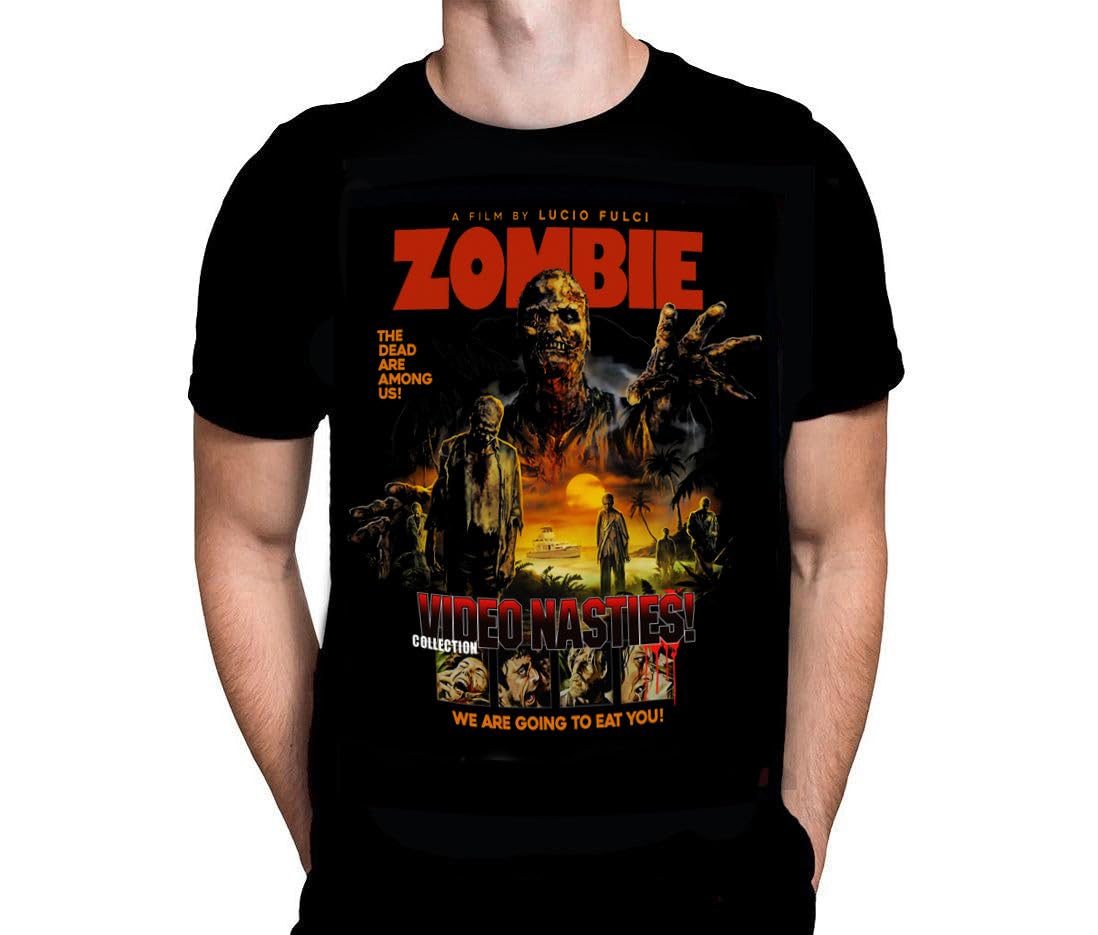 Wild Star Hearts Video Nasties - Lucio Fulci - Zombie - Movie Fan Merch 100% Cotton T-Shirt Black