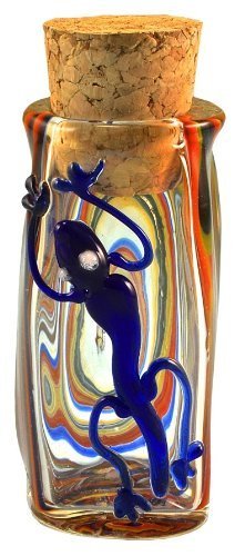 NEWVAVA Lizard Swirl Hand Blown Pyrex Jar w/Cork - 3.5”