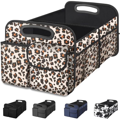 Image of Femuar Car Trunk Organizer, Trunk Storage Organizer with Large Capacity Waterproof Collapsible Trunk Organizer for Car Suv/Jeep/Sedan (Leopard Print, Standard)