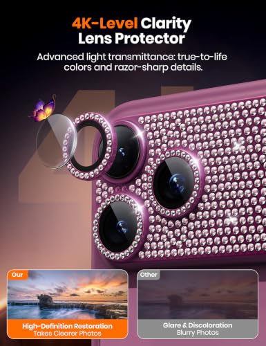 Image of Hoerrye for Phone 18 Pro Max Camera Lens Protector - Bling Diamond