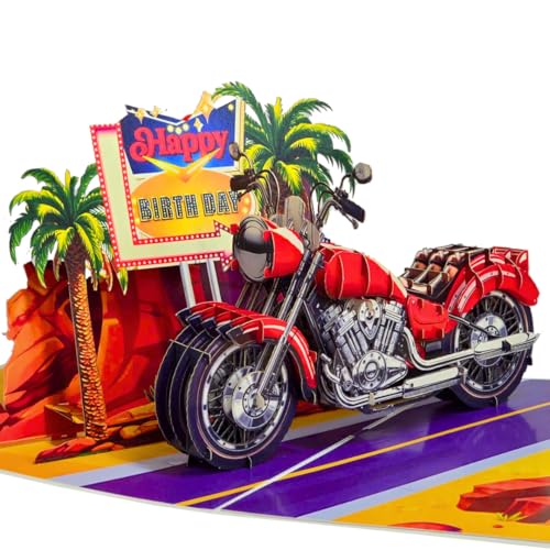 Cartes de vœux pop-up d'anniversaire moteur pour une fête de motards