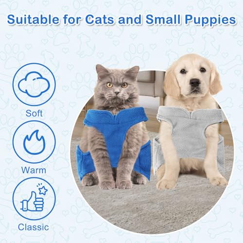 VOSSOT Hundepullover für Kleine Hunde - 2 Packungen Warmer Wintermantel Mit Hundeleine, Bauchschutz, Fleece und D-Ringen - Winterjacke (L)