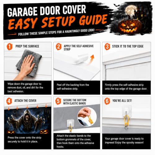 7 x 16 ft Halloween Garage Door Decorations Halloween decorations Witch Door Cover, Hanging Banner, Cauldron Backdrop Mural for Home, Outdoor, Indoor, Spooky Party, Wall, Window - image 7