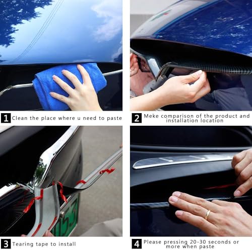Image of Front Grille Insert Trim for Tesla Model X 2016-2020 Car Exterior Accessories ABS Imitation Carbon Fiber Outer Decoration
